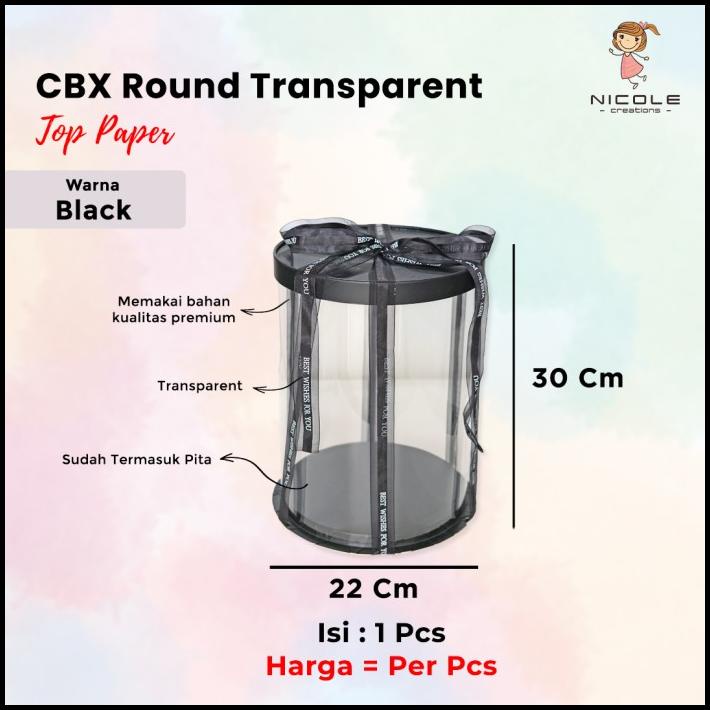 

DISKON CAKE BOX TOP PAPER ROUND MIKA TRANSPARANT/ PACKAGING KUE 22X22X30 CM