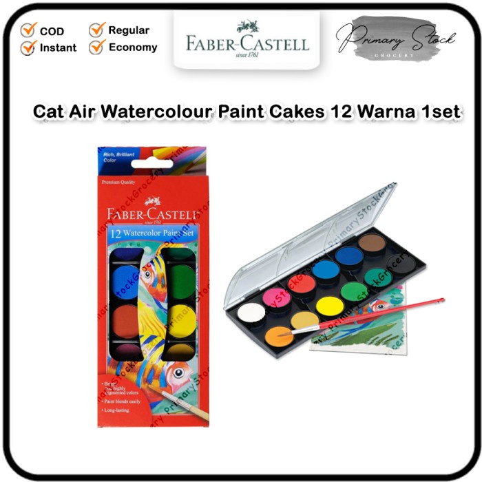 

Terlaris Faber Castell Cat Air Water Colour Paint Cakes Color Cake 12 Warna Promo Terbaru