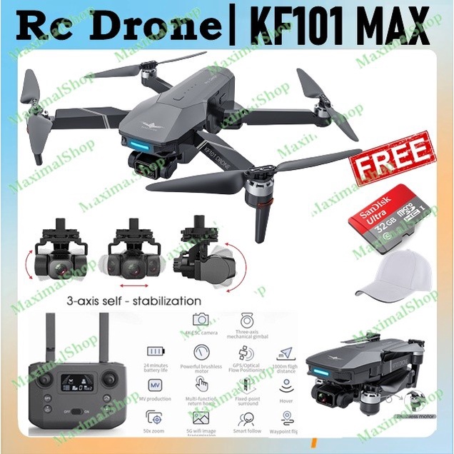 Kf101 Max 3Km Drone 4K 3 Axis Eis Camera Gps Fpv 5G Wifi Upgrade Pro