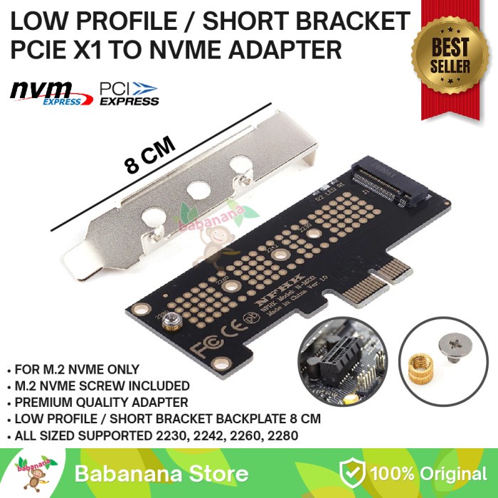 PCIE 1X TO NVME ADAPTER CONVERTER SSD PCIE-E PCI EXPRESS X1 HORIZONTAL
