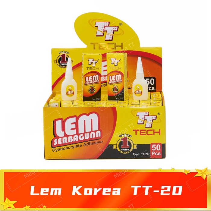 

Lem Korea Power Glue Serba Guna Super Glue Merk Tt Tech Original 1Box