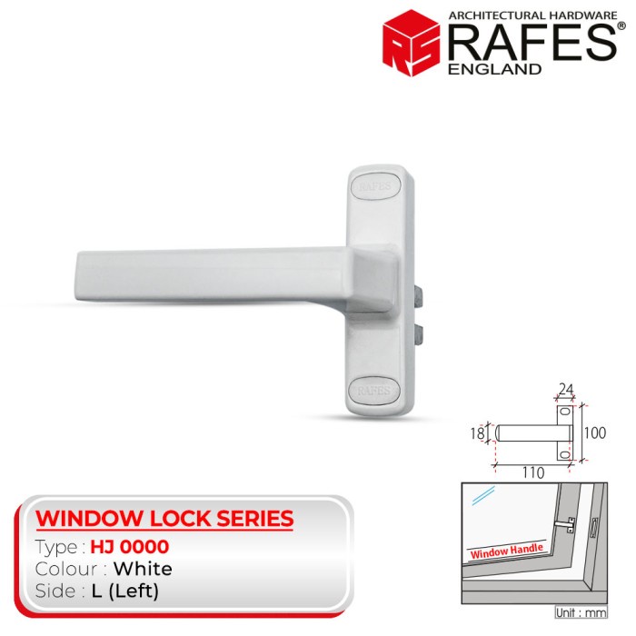 Terbaru Handle Espanyolet Jendela Aluminium White - Black Rafes Promo