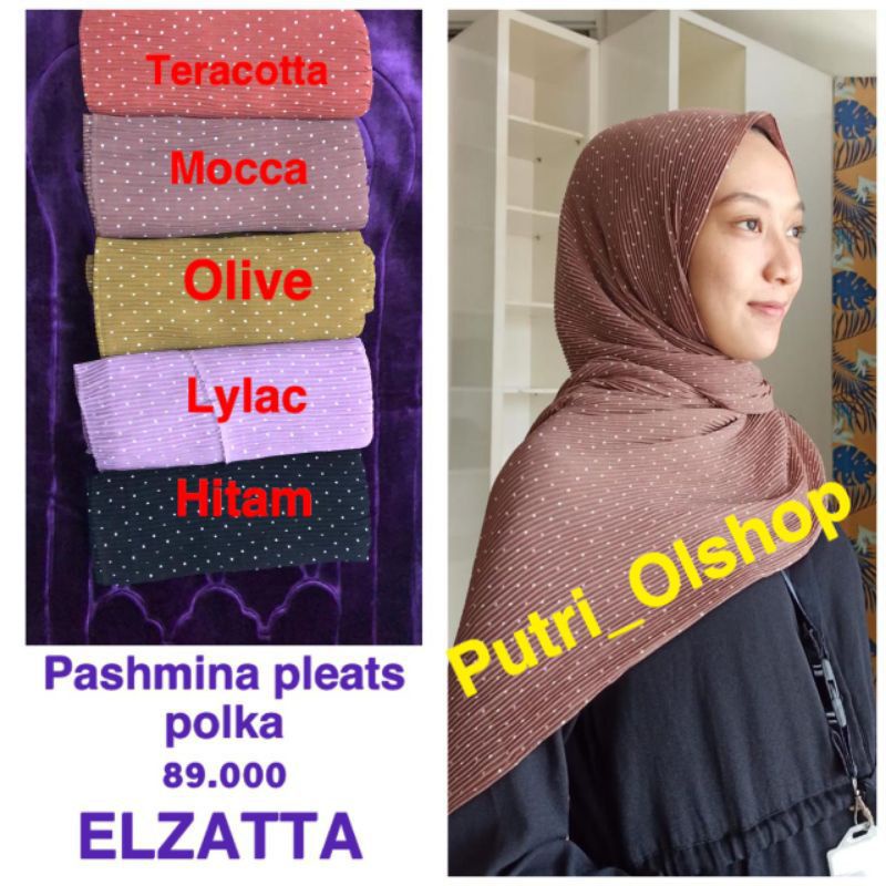 DAILY PREMIUM HIJAB PASHMINA PLISKET ELZATTA - PASHMINA PLEATS POLKA ELZATTA