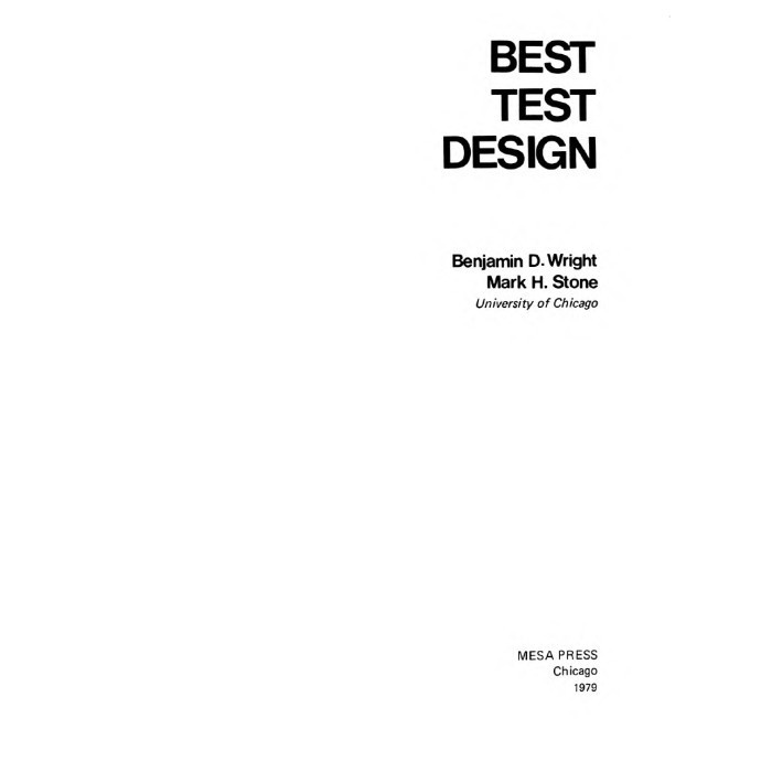 

Best Test Design Rasch Measurement Series Benjamin Drake Wrigh