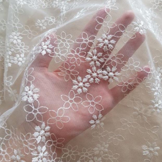Terbaik Tulle Bordir Sakura Kain Tile Motif Kain Kebaya Brokat ,,