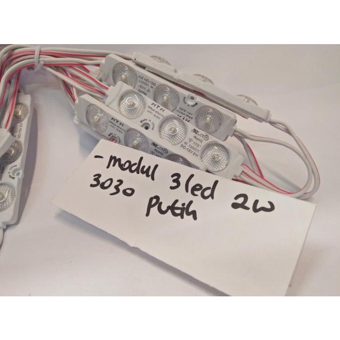 :<:<:<:<] Lampu Led Module/ Modul Strip 3 Led/ Mata 2 watt 12 Volt 3030 Putih