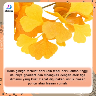 Daun Plastik Artificial Ginkgo Biloba Dekorasi Wedding Tanaman