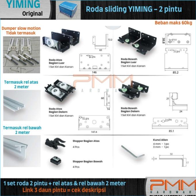 }}}}}}] Roda sliding YIMING 2, Roda lemari geser YIMING 2 PT