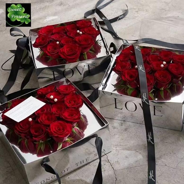 

TERBAIK SQUARE SILVER MAGIC BLOOMBOX TULISAN LOVE / FLOWER BOX/KOTAK BUNGA / KOTAK KERAJINAN REALFOOD /HBD / LEBARAN/VALENTINE / HARI IBU FULL DISCOUNT