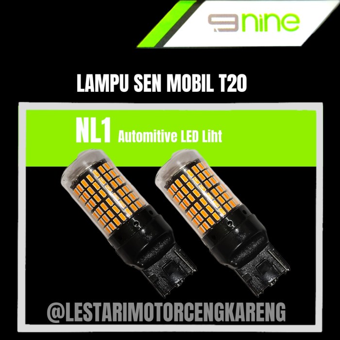 Terlaris Luminos Led Lampu Sen Sein Mobil Super Bright Canbus Free T20 114 Led