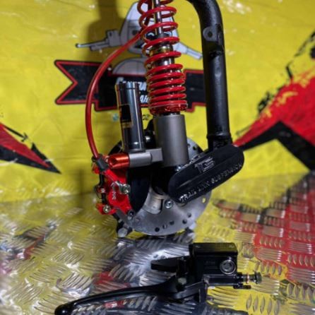 {BEKAS} Cakram Vespa Ring 10 Tromol Scarlet set Fork Excel Original dan Shock Murah