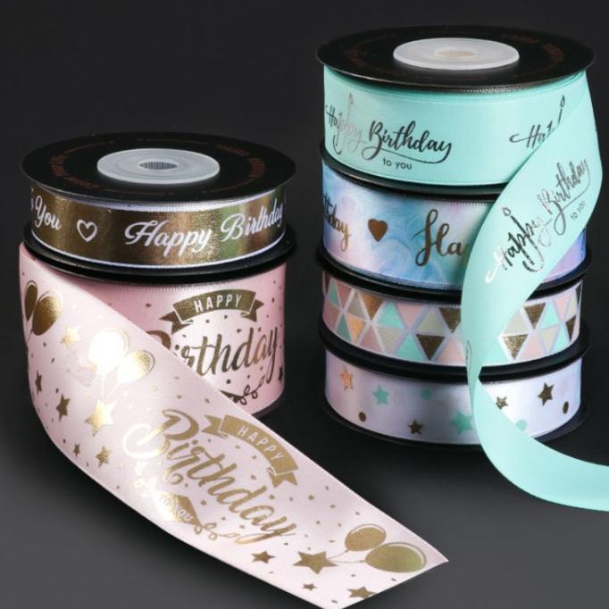 

siap kirim] PITA SATIN WARNA PASTEL HAPPY BIRTHDAY