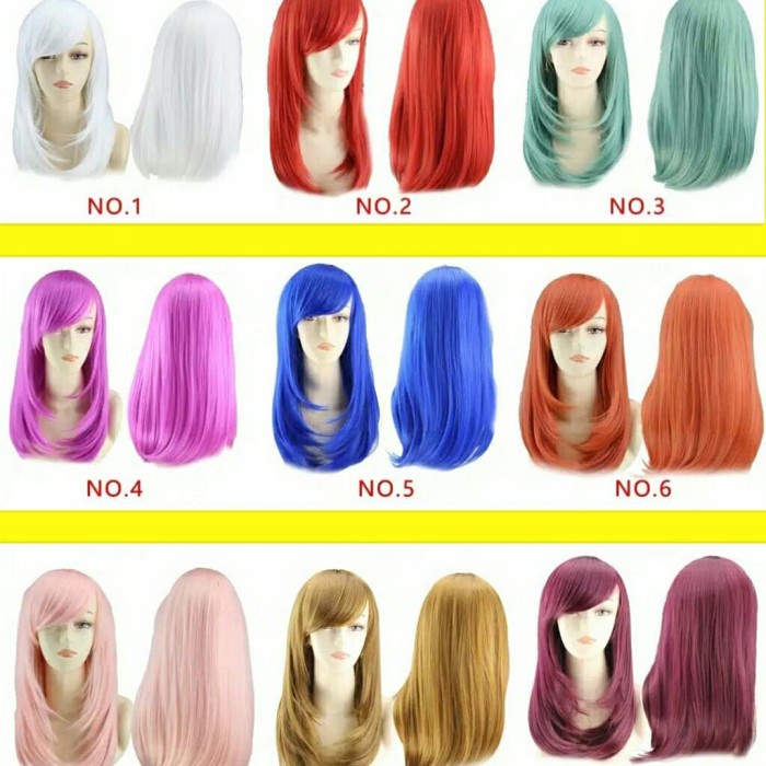 Wig Rambut Wanita Medium Warna Warni Untuk Cosplay