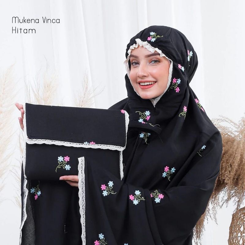 Mukena Vinca/Mukena Katun Rayon Bordir Bunga Melati