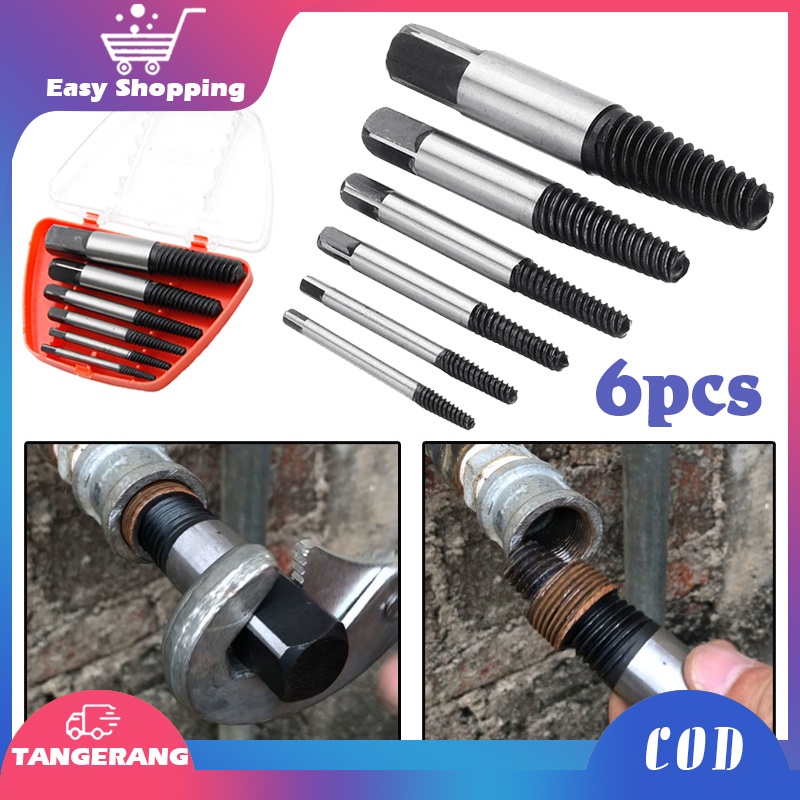 6Pcs Screw Extractor / Pembuka Baut Patah / Cabut Baut Patah