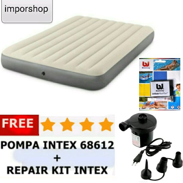Big Promo Paket Kasur Angin King Queen Intex + Pompa Eletrik + Lem Kasur Udara / Kasur Sofa Angin/