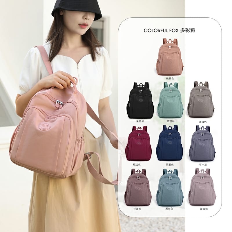 QQ3 COLORFUL FOX ORI - TAS RANSEL COLORFUL FOX 3001 RANSEL WANITA POLYESTER WATERPROOF BACKPACK