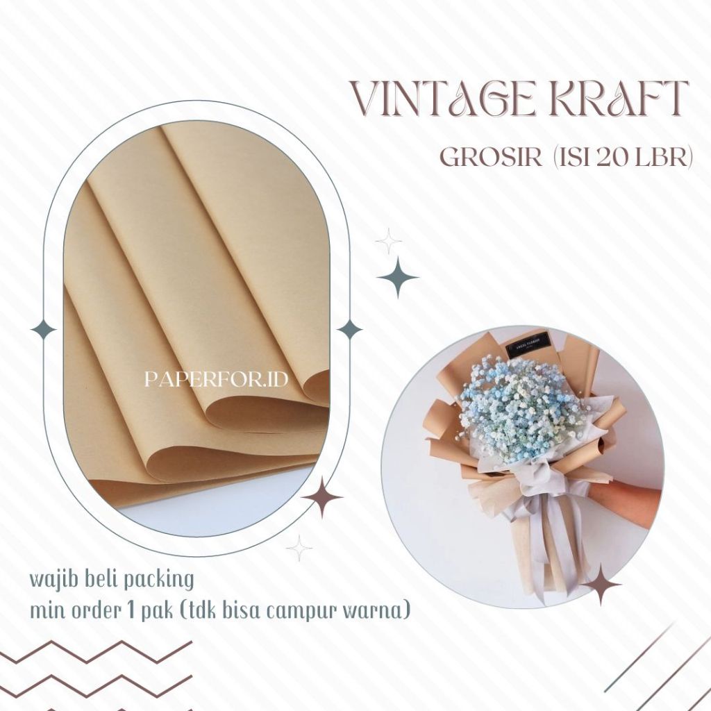 

GROSIR Kertas Buket Bunga Kraft paper Vintage isi 20 lembar