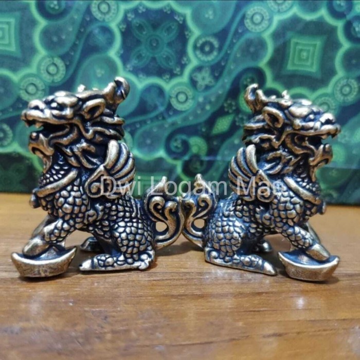 Patung Fengshui hoki, Qilin (Sepasang) kuningan 4 cm