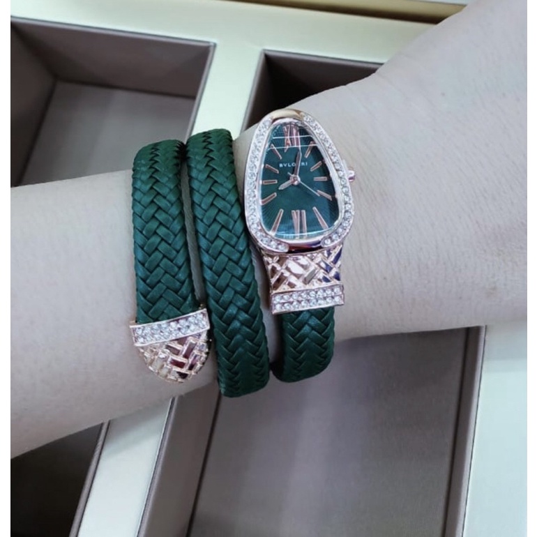 Jam Tangan Fashion Wanita Model Gelang Lilit Kode Bvlgr Snake Ular