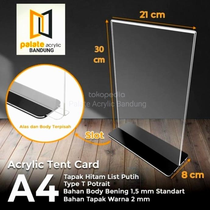 

din AKRILIK TENT HOLDER A4 ALAS HITAM/NOMOR MEJA CAFE/ACRYLIC TENT CARD A4