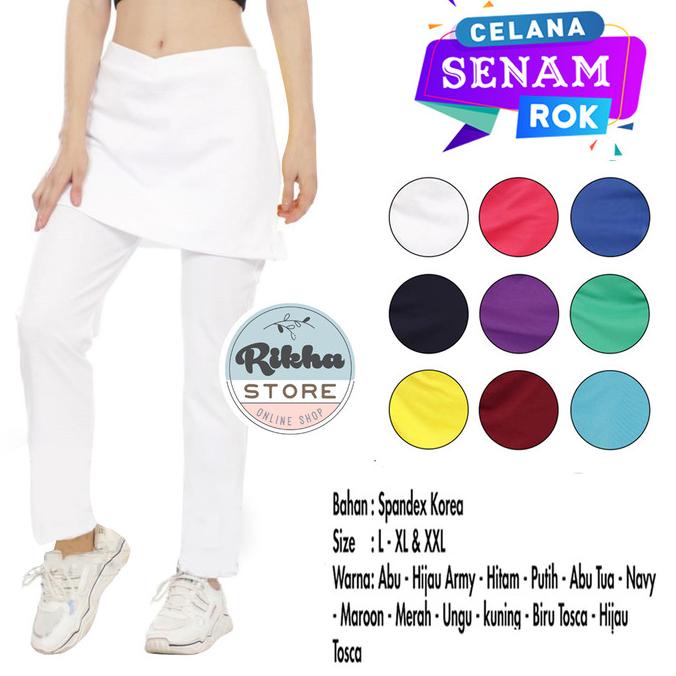 Celana Senam Plus Rok Putih Olahraga Wanita Training Celana Wanita