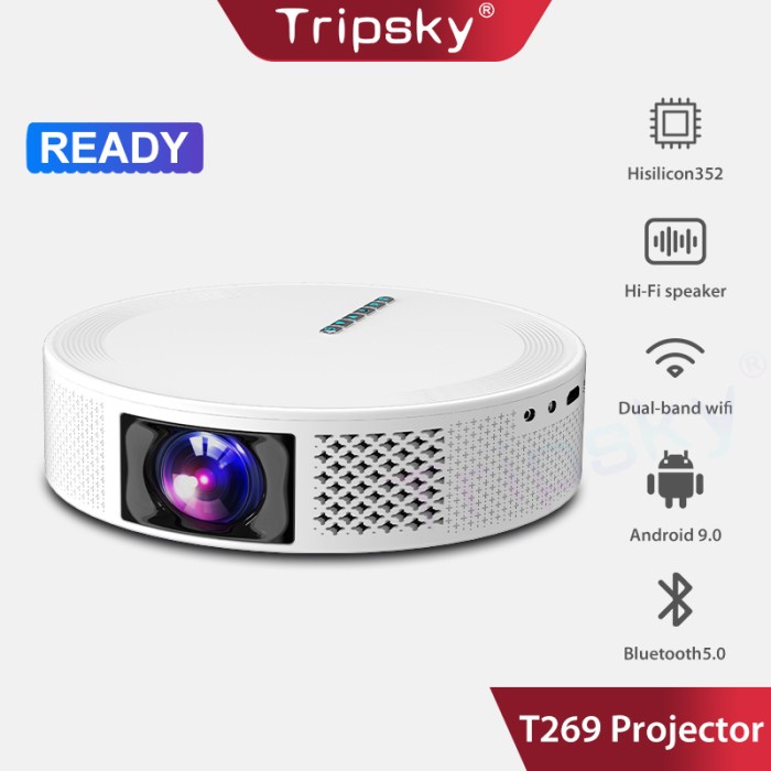 PROYEKTOR TRIPSKY T269 SMART PROJECTOR 10000LUMEN HD ANDROID PROYEKTOR