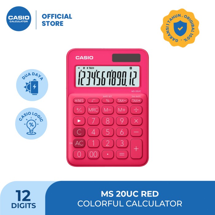 

Promo Casio Colorful Calculator Ms-20Uc-Red