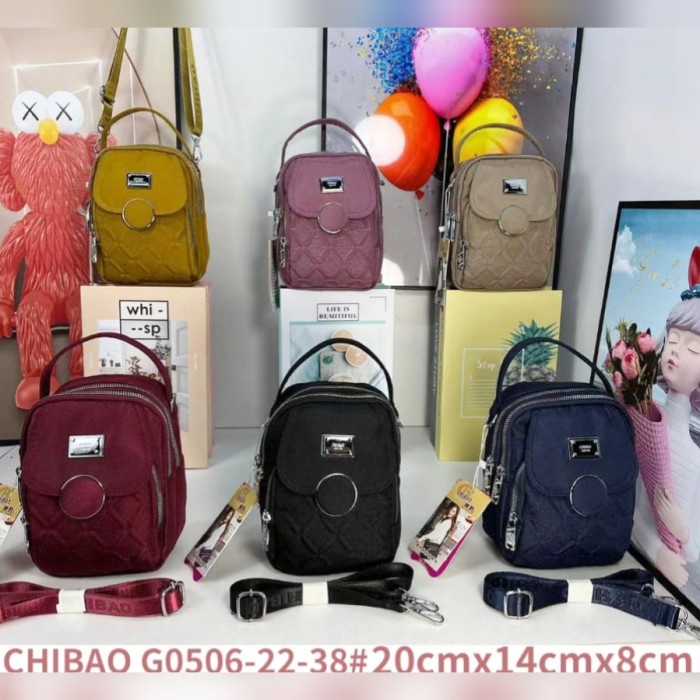 TAS WANITA ORI CHIBAO KANVAS BORDIR 2in1 Slempang Jinjing CB506 4Slet ORIGINAL 100%
