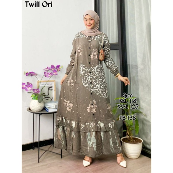 GAMIS TWILL PREMIUM TALI SAMPING GAMIS BAHAN TWILL ORI