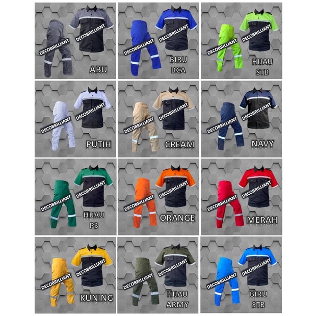 Promo Wearpack Setelan Kemeja Kerja Safety Kombinasi Lengan Pendek