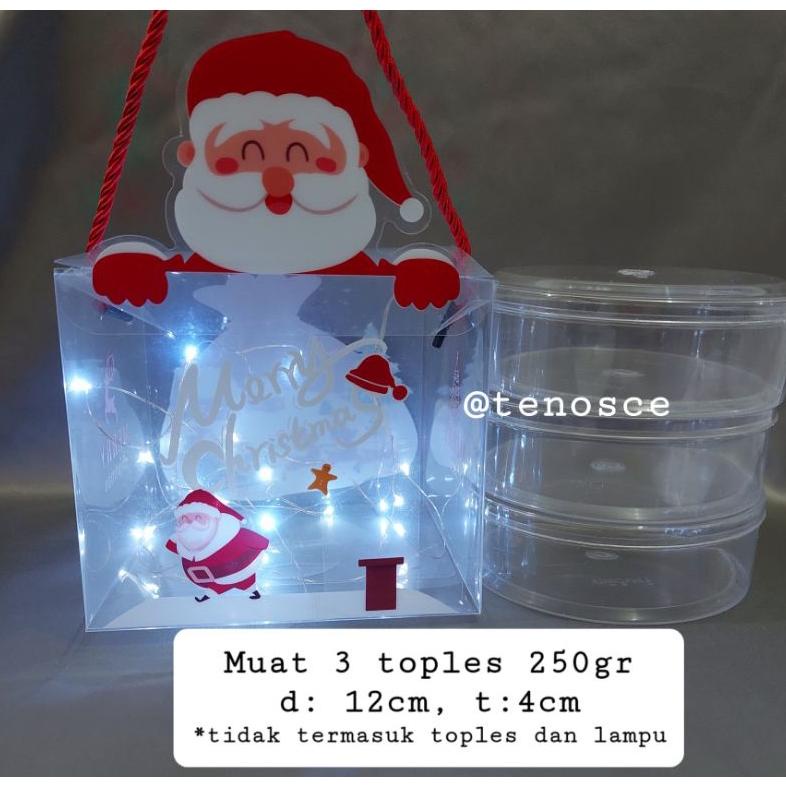 

Terbaru 5Pcs Kotak Mika Box Natal Toples Kue Kering Cookies 250Gr Hampers Parcel Souvenir Merry Christmas Square Original