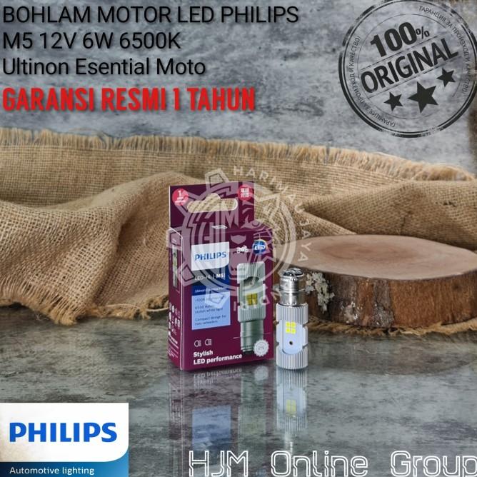 Bohlam Lampu Depan Motor Led M5 H6 12V Kaki 1 Putih Philips Original