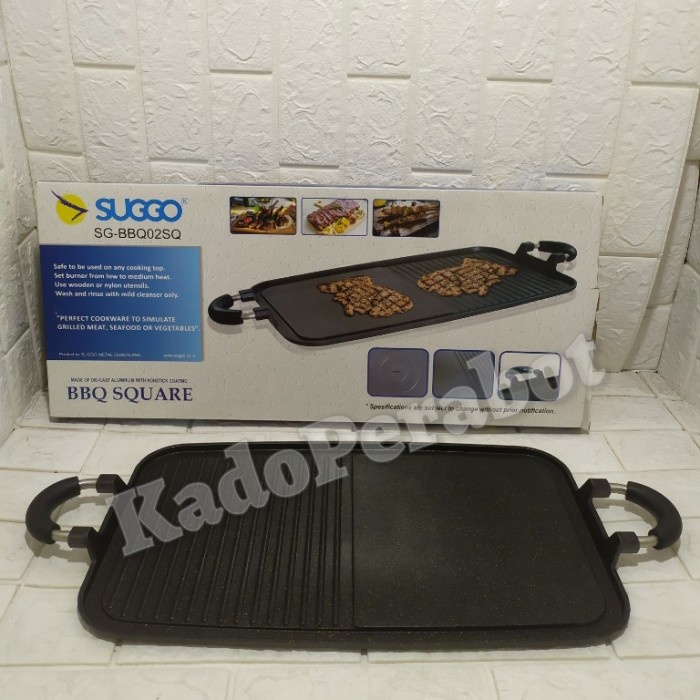 [Ori] Bbq Pan Suggo - Grill Pan Panjang - Griller Panjang - Teflon Grill Bbq Diskon