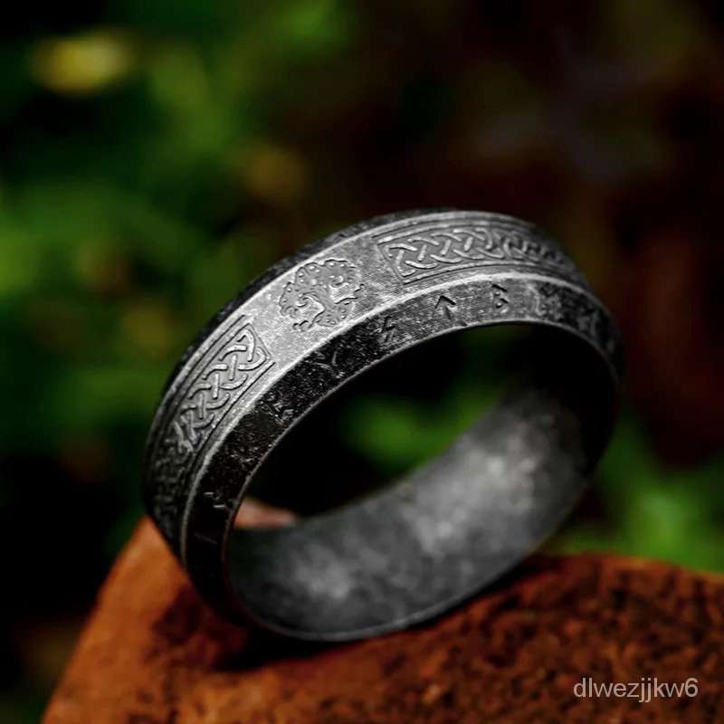 Cincin Baja Tahan Karat Simpul Celtic Norse Viking Antik untuk Pria Wanita Mode Pohon Kehidupan Cinc