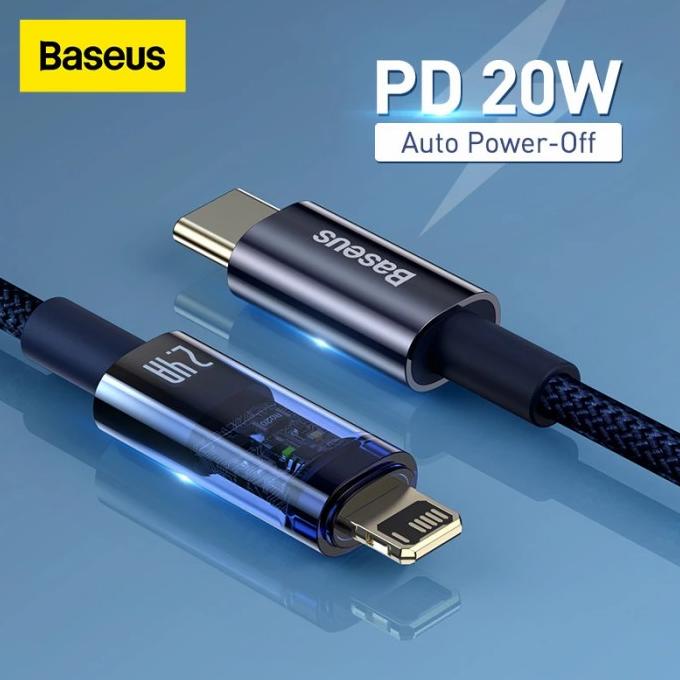 BASEUS KABEL DATA FAST CHARGE 20W AUTO OFF DISCONNECT TYPE C TO IPHONE