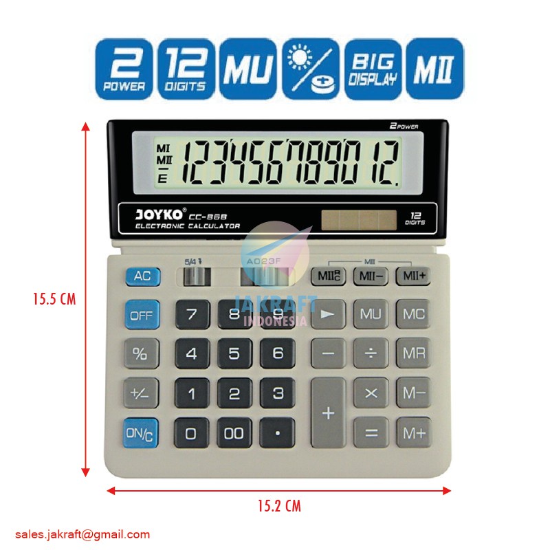 

(1 Pcs) Kalkulator Calculator 12 Digit Ratusan Liar Joyko Cc-868 Mark Up Dual Power