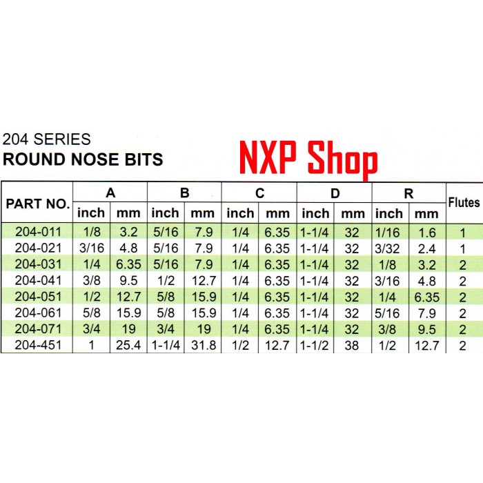 router bit profil kayu round nose bits 9.5mm / 10mm 204-041 -Lulas G