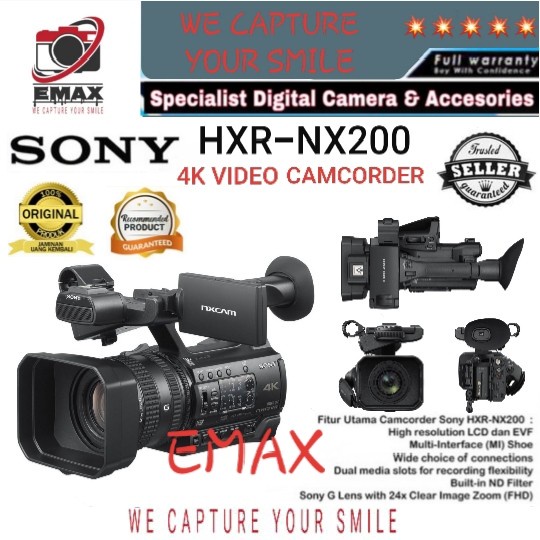 SONY HXR NX200 4K VIDEO CAMCORDER HANDYCAM SONY NX200 HXR-NX200 ORI