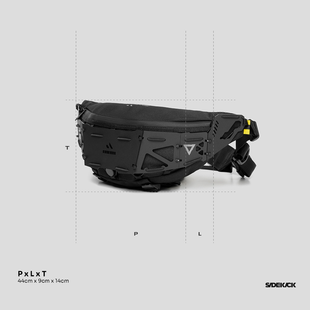 Sideki Project Stoholm Waistbag Pria Warna Hitam Multifungsi (Tas Selempang + Sling Bag + Tactical)