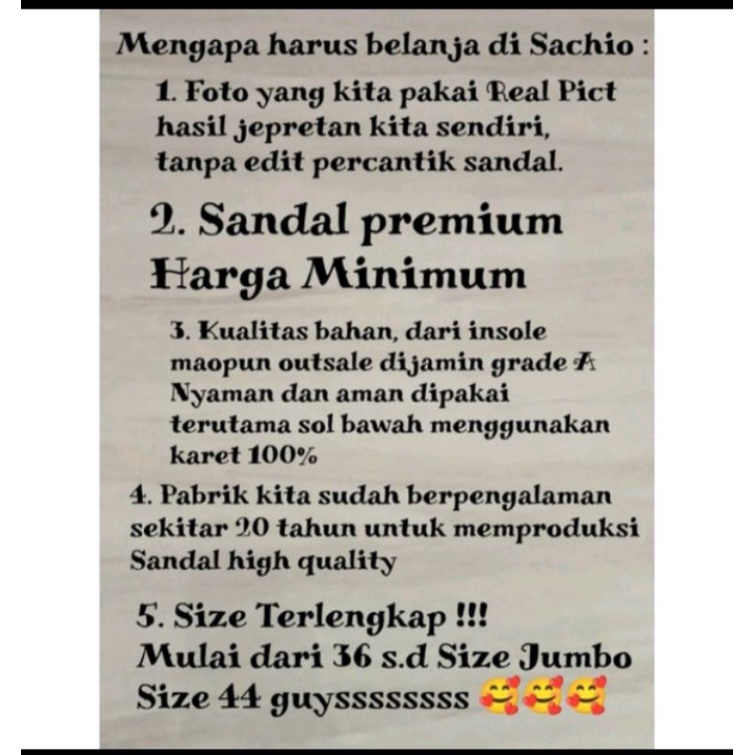 Hermalia Sandal Teplek Size Jumbo 42 43 44 By Sachio Andraya