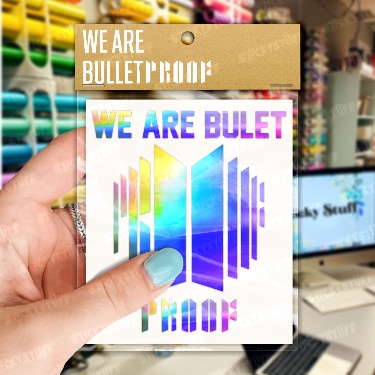 

We Are Bulet Proof BTS Holographic Sticker | Cutting Stiker Logo BTS Hologram