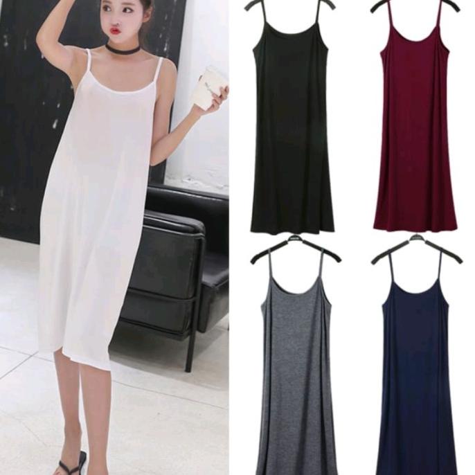 tanktop midi dress singlet baju wanita polos inner dalaman casual dres gas