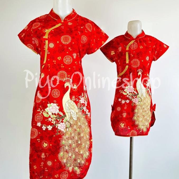 Dress Cheongsam Wanita Bunga Bambu (Khusus Grosir)