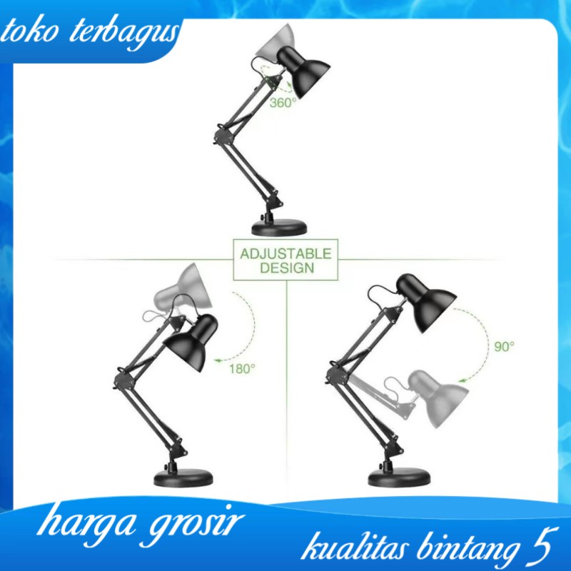 Lampu Meja Belajar Arsitek Lampu Kerja Arsitek Rumah Fiting Hitam Besi Minimalis Modern