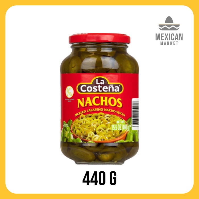 

Promo!! La Costena Pickled Jalapeno Nacho Slices - 440 gr jar, Rp. 125/gr