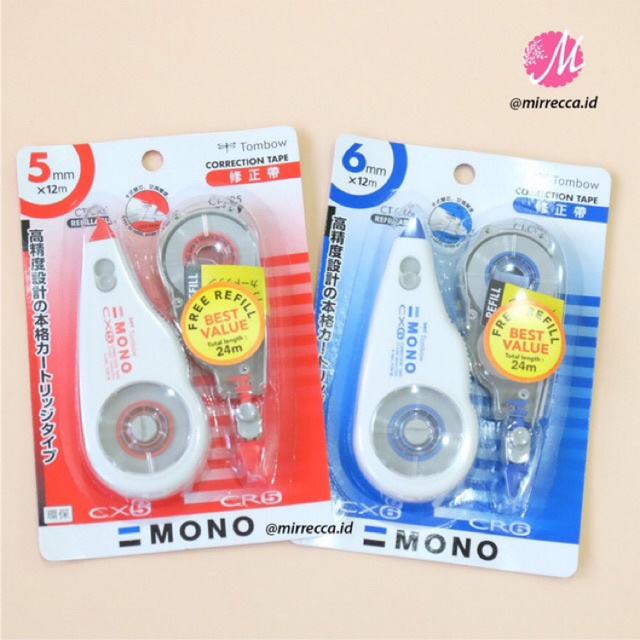 

Paket Bundling Tombow Mono Correction Tape + Free Refill Ct-Cx4 Ct-Cx5 Ct-Cx6 Tip-Ex Pita Roll