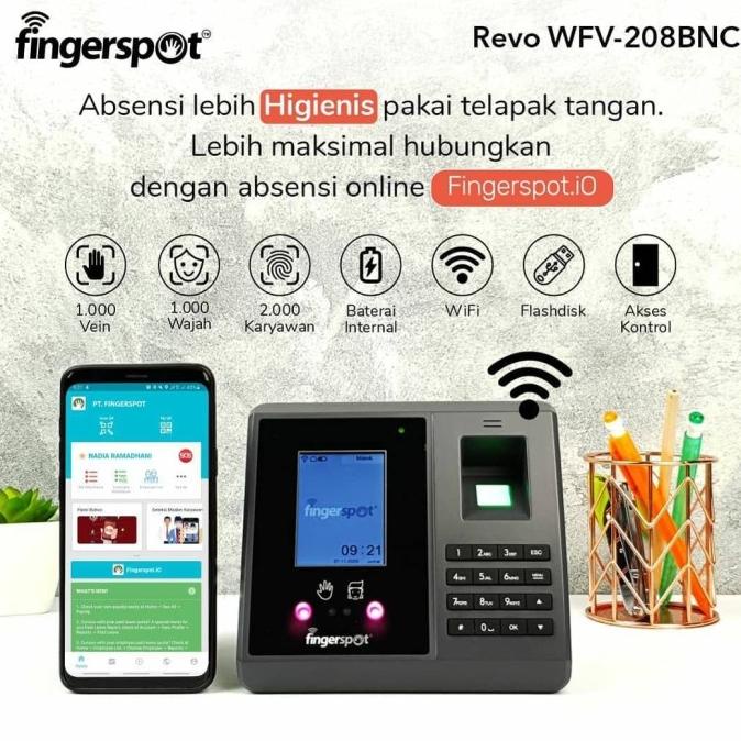 Mesin Absen Fingerprint Wajah Fingerspot Revo Wfv 208 Bnc Wifi
