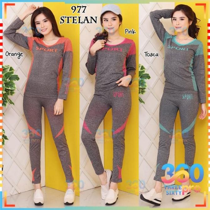 Setelan Baju Senam Olahraga Sport Aerobic Fitnes Yoga Wanita Import