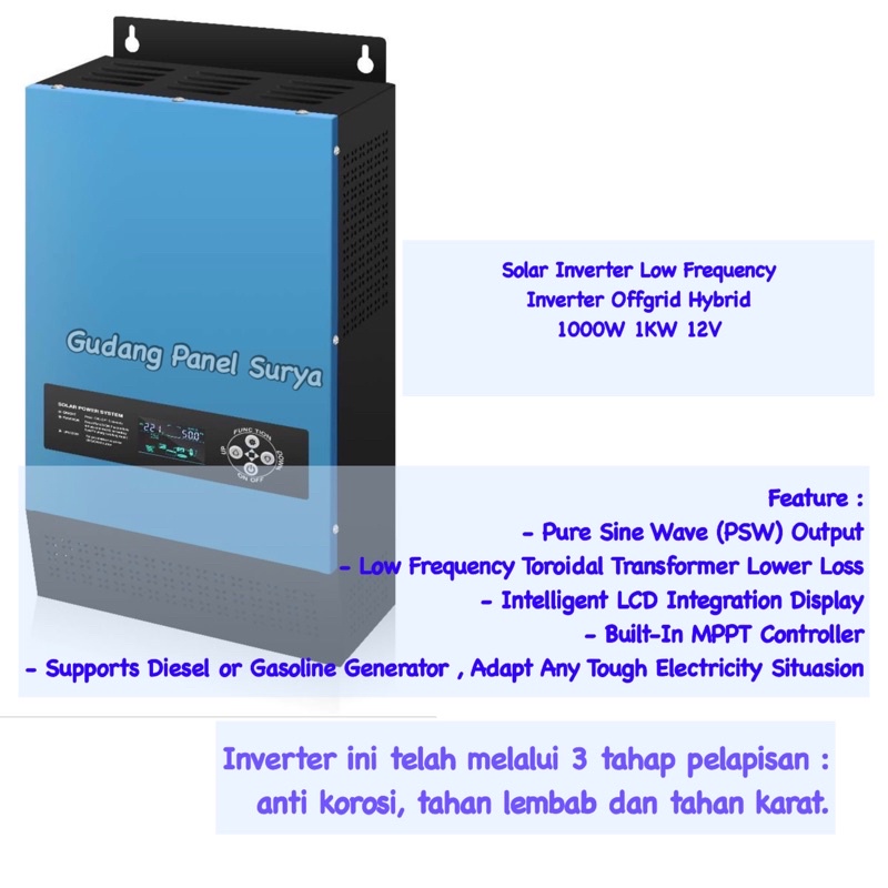 Inverter Offgrid Hybrid 1KW 1000W 12V Solar Inverter Low Frequency